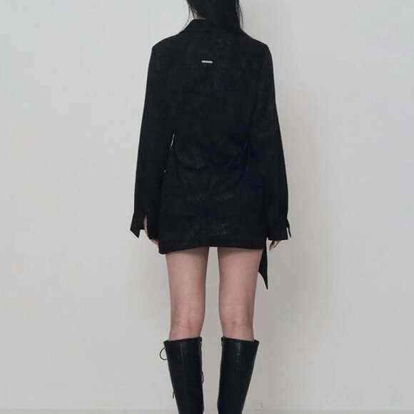 Jacquard Satin Set Up Tie Hook Mini Skirt - Picture 3 of 5